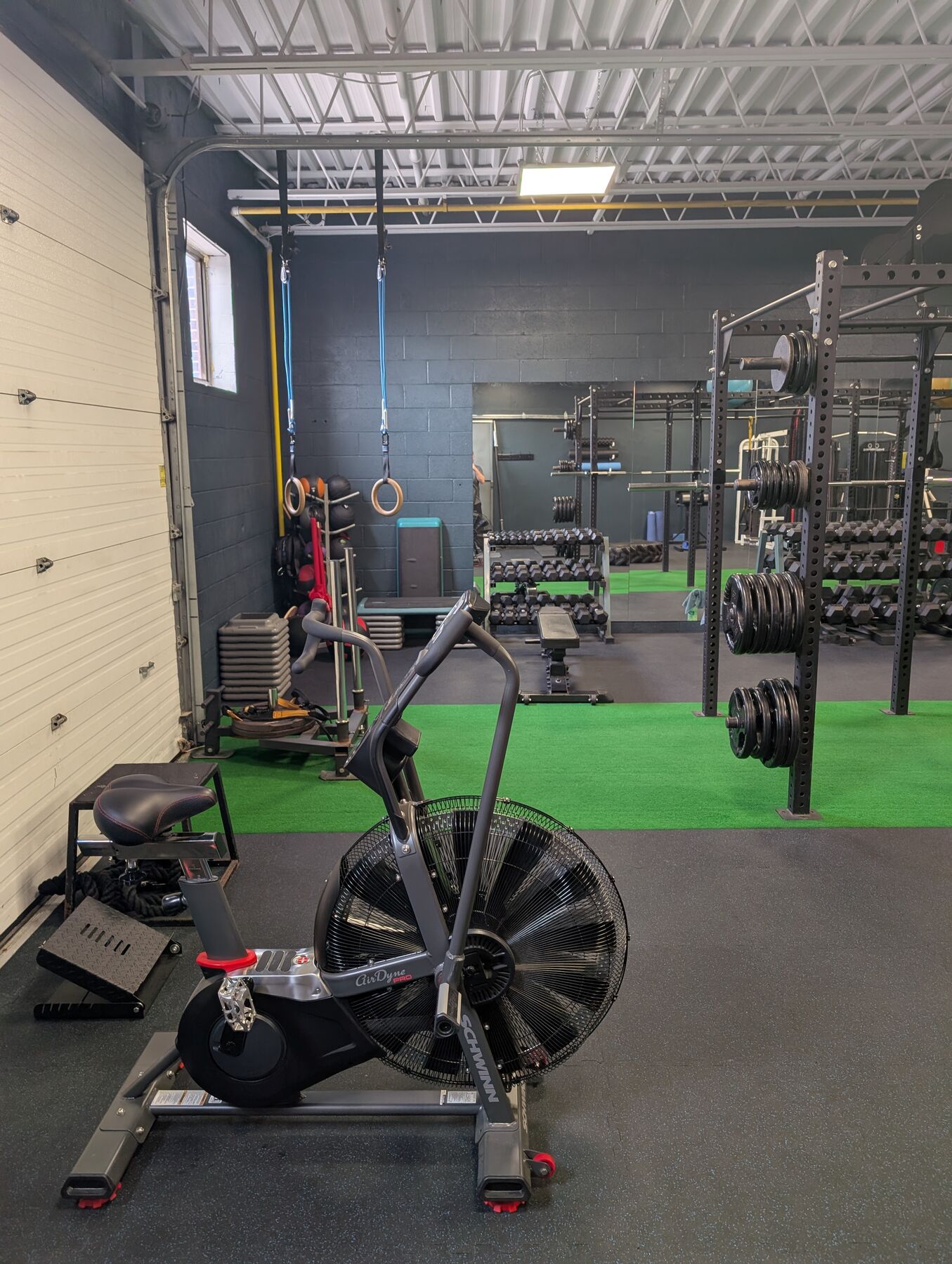 Cardio and conditioning corner with air bike at OBFT